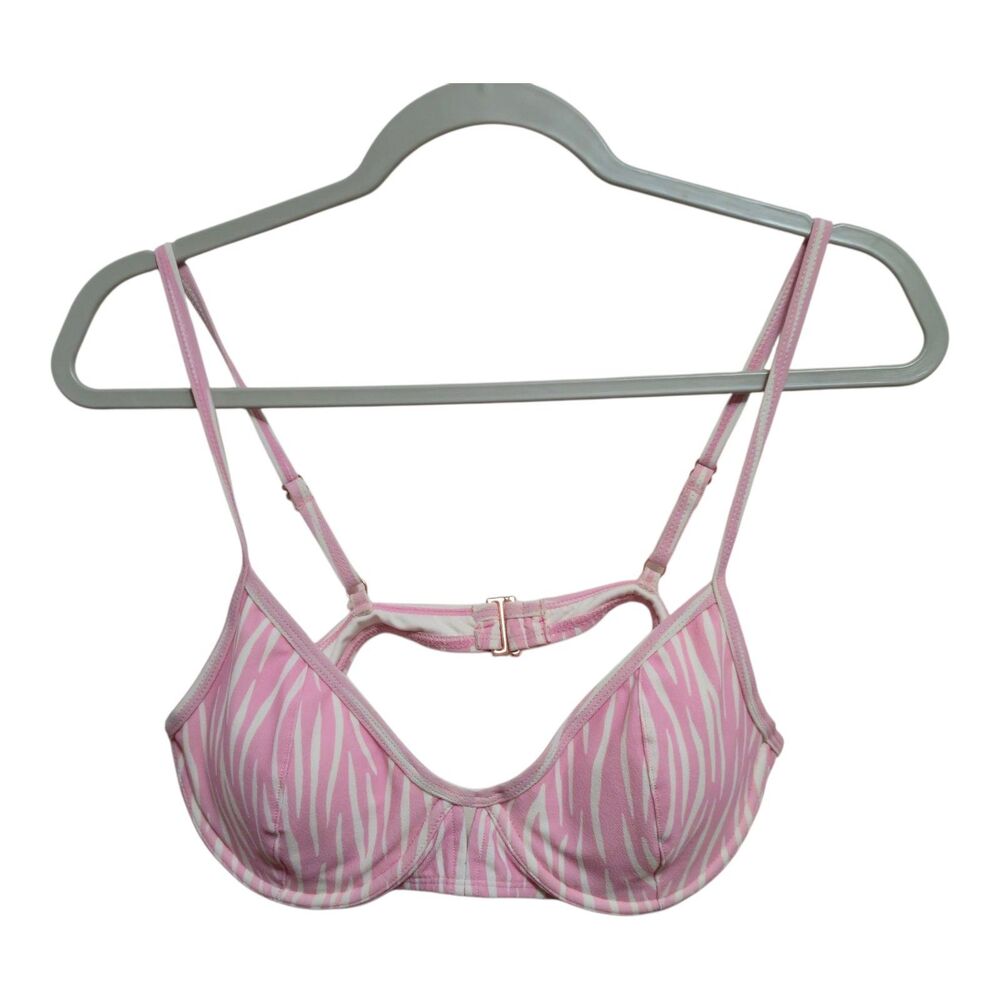 BCBGeneration Bikini Swim Top Zebra Print Pink White Size Medium NWOT